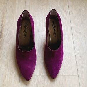 Yves Saint Laurent Womens 9 Purple Suede Pumps